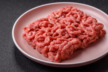 Stuffing or ground raw beef or pork with salt and spices