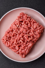 Stuffing or ground raw beef or pork with salt and spices