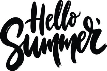 hello summer brush font white background