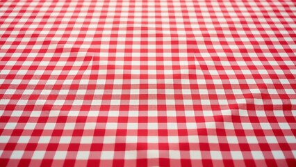 Red and white checkered tablecloth Top view table cloth texture background Red gingham pattern fabri