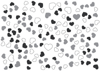 ハート柄の背景 白黒の3色 フチと単色 ハート