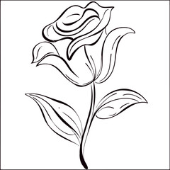 Minimal rose outline vector on a bright white canvas.