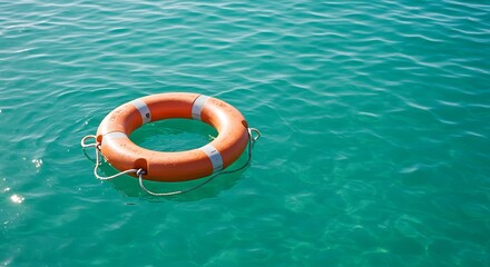 Tranquil Teal Waters: A Lifebuoy's Solitude