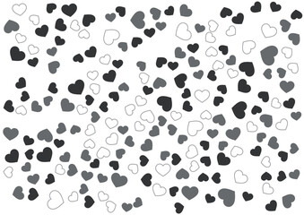 ハート柄の背景 白黒の3色 フチと単色 ハート