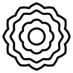 Classy line art badge shaped like a rosette flower with a ribbon banner