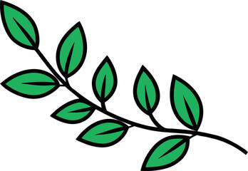 green leaves vector, decorative tree branch leaves icon vector