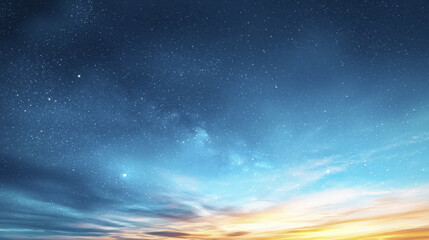 stunning night sky filled with stars and colorful sunset, creating serene atmosphere