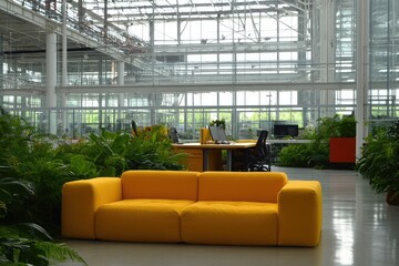 Modern Industrial Workspace with Plants