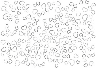 ハート柄の背景 白黒の3色 フチハート