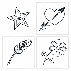 Elegant Sketch Icons Graceful Stars