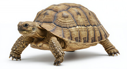 Naklejka premium African Spurred Tortoise Walking Close Up Shell Texture Reptile Wildlife