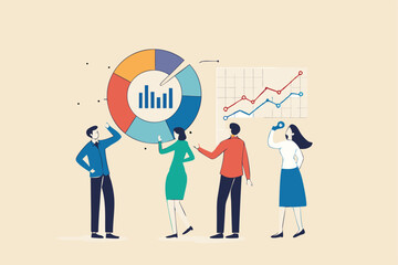 Data analytics, statistic to analyze, business graph dashboard, marketing research, diagram for optimization, big data and information concept, business people marketing team analyze graph and chart.