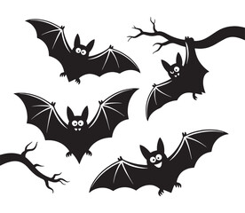 Naklejka premium Halloween bats vector silhouette on white background