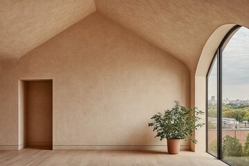 Modern Beige Interior with Large Window