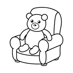 big teddy bear sitting kawaii line art vector