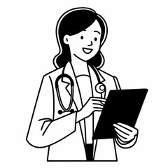 Cheerful latin woman doctor holding clipboard and smiling towards camera, portraying an approachable healthcare professional against white background