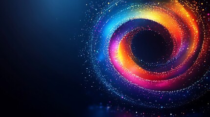 Obraz premium Multicolored swirling vortex of particles against a dark background.