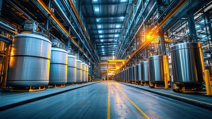 Obraz premium Industrial facility with large metal tanks