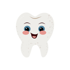 Cute tooth character cute funny stickers with faces. Oral hygiene, kids oral care and dental health concept. Flat vector illustration.