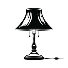 Vintage Table Lamp Icon in Black and White Style