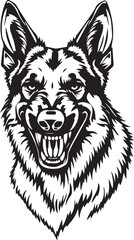 Black and White German Shepherd Vector Illustration