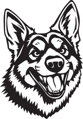 Black and White German Shepherd Vector Illustration