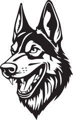Black and White German Shepherd Vector Illustration