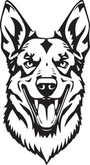 Black and White German Shepherd Vector Illustration