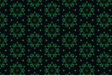Abstract green seamless floral pattern. Textile seamless pattern.Green background