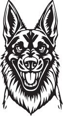 Black and White German Shepherd Vector Illustration