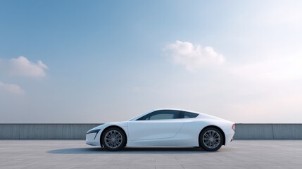 minimalistic design of futuristic vehicle with sleek lines on empty urban backdrop emphasizing cutting-edge innovation