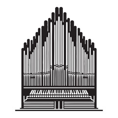 Romantic Organ silhouette, lush and powerful chords – Organ illustration – Minimalist Organ vector – Musical instrument silhouette

