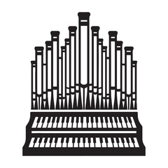 Orchestral Organ silhouette, full-bodied sound – Organ illustration – Minimalist Organ vector – Musical instrument silhouette

