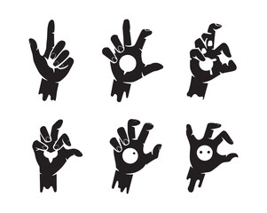 Obraz premium Halloween zombie hands silhouette vector collection set on white background