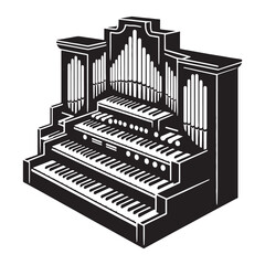 Grand Organ silhouette, harmony in every key – Organ illustration – Minimalist Organ vector – Musical instrument silhouette

