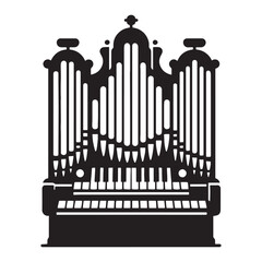 Majestic Organ silhouette, classical grandeur – Organ illustration – Minimalist Organ vector – Musical instrument silhouette

