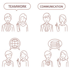 character set of man and woman teacher, tutor and educator  style vector design illustrations.