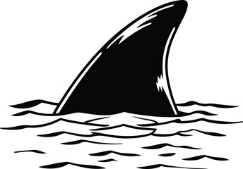 Shark Fin Silhouette Vector ,silhouette of a sailing ship