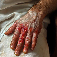 burnt hands or blistered hands