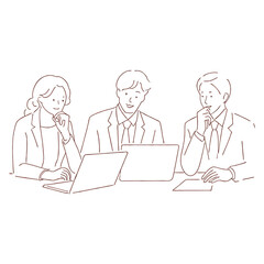 Happy Business people and meeting with laptop in Office for communication of company strategy and Goals vector design illustrations 