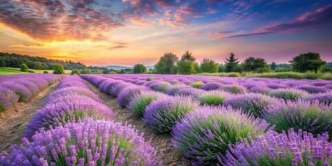 Obraz premium Luxurious Lavender Landscape, vibrant, garden, vibrant, garden, scenery, botanical, forest, plants, rich, earthy, landscape