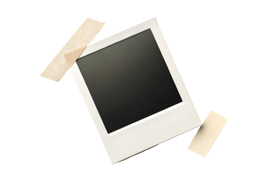 Retro Style Blank Photo with Tape Corners.