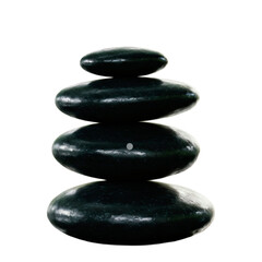 Balanced Hot Stone Therapy: Stack of Smooth Black Massage Stones for Spa and Wellness Treatment