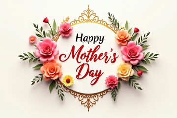 Happy Mother's Day Floral Design with Colorful Flowers  