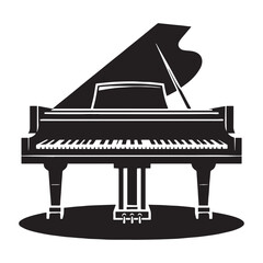 Vintage Grand Piano silhouette, soulful and rich in tone &ndash; Piano illustration &ndash; Minimalist Piano vector &ndash; Musical instrument silhouette

