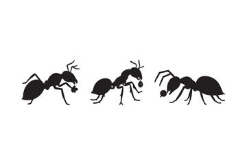 Silhouette Ant Vector Icons Insect Carrying Food Clipart Illustration