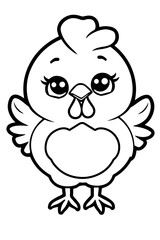 Fototapeta premium Children coloring book page, line art, black and white, cute style, illustration of a chicken