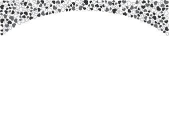 ハート柄の背景 白黒の3色 フチと単色 ハート