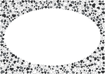 ハート柄の背景 白黒の3色 フチと単色 ハート