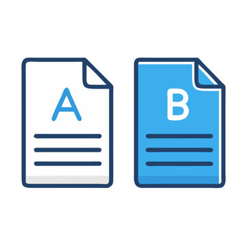A/B Test Document Icon Representing Comparison and Data Analysis